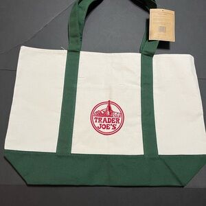 Trader Joe's Green and White Tote Bag